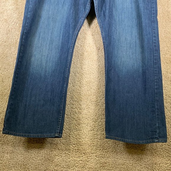 WRANGLER Relaxed Straight Leg Mens Dark Blue Denim Jeans Sz 42x30 Cotton Pants - Picture 4 of 9